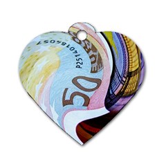 Abstract Currency Background Dog Tag Heart (two Sides) by Amaryn4rt