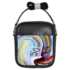 Abstract Currency Background Girls Sling Bags