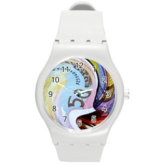 Abstract Currency Background Round Plastic Sport Watch (m) by Amaryn4rt