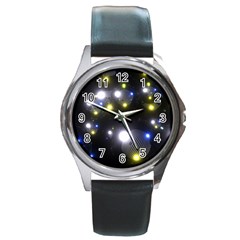 Abstract Dark Spheres Psy Trance Round Metal Watch by Amaryn4rt