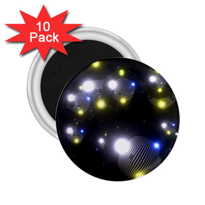 Abstract Dark Spheres Psy Trance 2.25  Magnets (10 pack) 