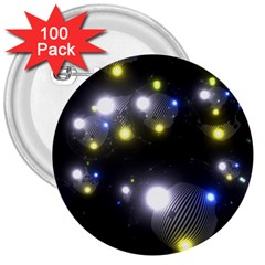 Abstract Dark Spheres Psy Trance 3  Buttons (100 Pack) 