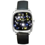 Abstract Dark Spheres Psy Trance Square Metal Watch Front