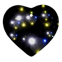 Abstract Dark Spheres Psy Trance Heart Ornament (two Sides)