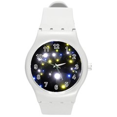 Abstract Dark Spheres Psy Trance Round Plastic Sport Watch (m) by Amaryn4rt