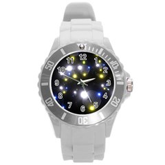 Abstract Dark Spheres Psy Trance Round Plastic Sport Watch (l) by Amaryn4rt