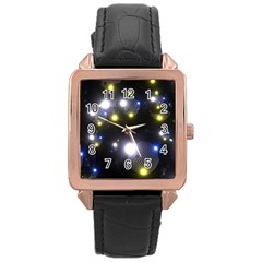 Abstract Dark Spheres Psy Trance Rose Gold Leather Watch  by Amaryn4rt