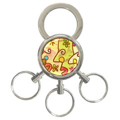 Abstract Faces Abstract Spiral 3-ring Key Chains