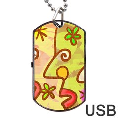 Abstract Faces Abstract Spiral Dog Tag Usb Flash (two Sides)