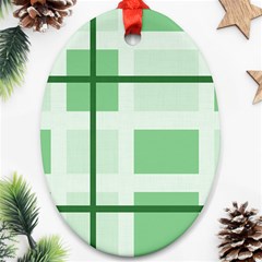 Abstract Green Squares Background Ornament (oval) by Amaryn4rt