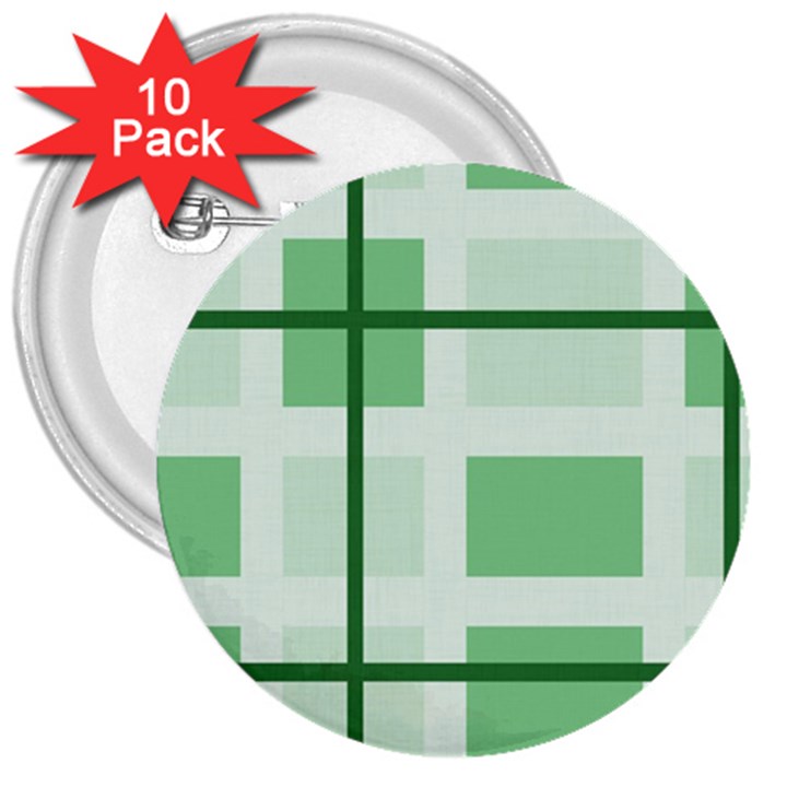 Abstract Green Squares Background 3  Buttons (10 pack) 