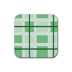 Abstract Green Squares Background Rubber Coaster (square)  by Amaryn4rt