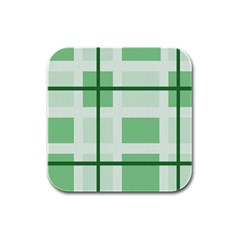 Abstract Green Squares Background Rubber Square Coaster (4 Pack) 