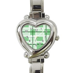 Abstract Green Squares Background Heart Italian Charm Watch by Amaryn4rt