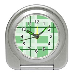 Abstract Green Squares Background Travel Alarm Clocks