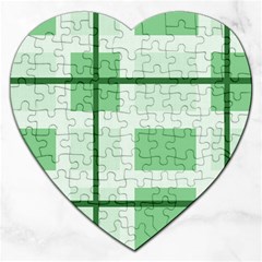 Abstract Green Squares Background Jigsaw Puzzle (heart)