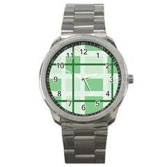 Abstract Green Squares Background Sport Metal Watch