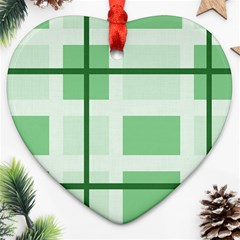 Abstract Green Squares Background Heart Ornament (two Sides)