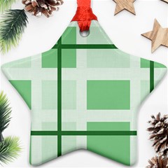 Abstract Green Squares Background Star Ornament (two Sides)