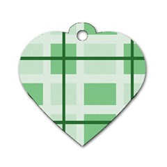 Abstract Green Squares Background Dog Tag Heart (two Sides)