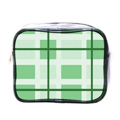 Abstract Green Squares Background Mini Toiletries Bags