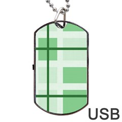 Abstract Green Squares Background Dog Tag Usb Flash (one Side)