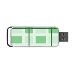 Abstract Green Squares Background Portable Usb Flash (one Side)