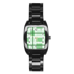 Abstract Green Squares Background Stainless Steel Barrel Watch by Amaryn4rt