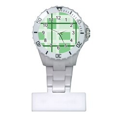 Abstract Green Squares Background Plastic Nurses Watch