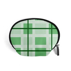 Abstract Green Squares Background Accessory Pouches (small) 