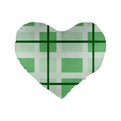 Abstract Green Squares Background Standard 16  Premium Flano Heart Shape Cushions