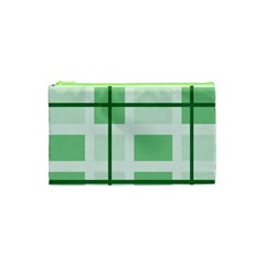 Abstract Green Squares Background Cosmetic Bag (xs)