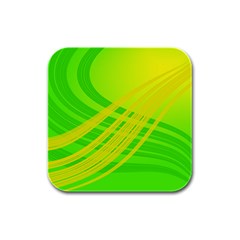 Abstract Green Yellow Background Rubber Square Coaster (4 Pack) 