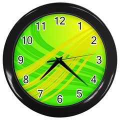 Abstract Green Yellow Background Wall Clocks (black)