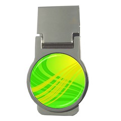 Abstract Green Yellow Background Money Clips (round) 