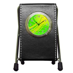 Abstract Green Yellow Background Pen Holder Desk Clocks