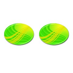 Abstract Green Yellow Background Cufflinks (oval)