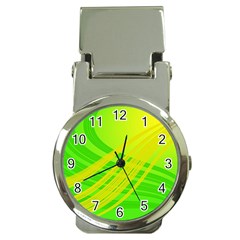 Abstract Green Yellow Background Money Clip Watches