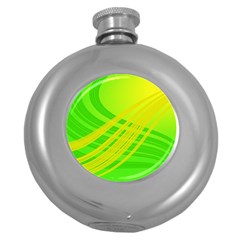 Abstract Green Yellow Background Round Hip Flask (5 Oz)