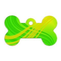 Abstract Green Yellow Background Dog Tag Bone (one Side)