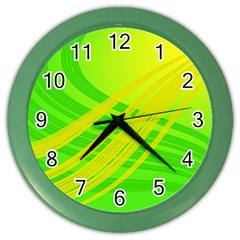 Abstract Green Yellow Background Color Wall Clocks