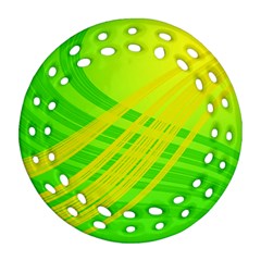 Abstract Green Yellow Background Ornament (round Filigree)