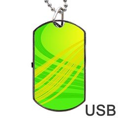 Abstract Green Yellow Background Dog Tag Usb Flash (two Sides)