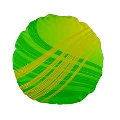 Abstract Green Yellow Background Standard 15  Premium Round Cushions