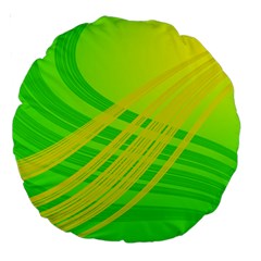 Abstract Green Yellow Background Large 18  Premium Round Cushions