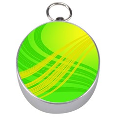 Abstract Green Yellow Background Silver Compasses by Amaryn4rt