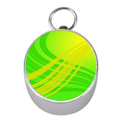 Abstract Green Yellow Background Mini Silver Compasses