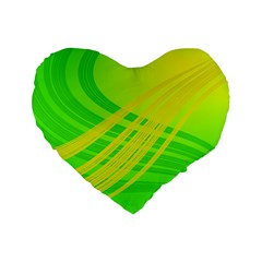 Abstract Green Yellow Background Standard 16  Premium Flano Heart Shape Cushions by Amaryn4rt