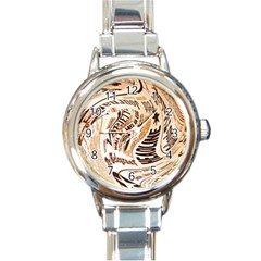 Abstract Newspaper Background Round Italian Charm Watch