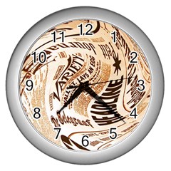 Abstract Newspaper Background Wall Clocks (silver) 